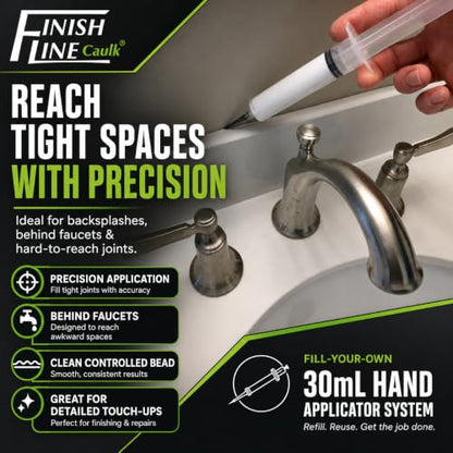 Precision Caulking Tool Kit – Syringe-Style Applicator with Small Replaceable Tips – Fine Detail Caulking, Small Cracks, Trim, and DIY Projects – Includes Filling System