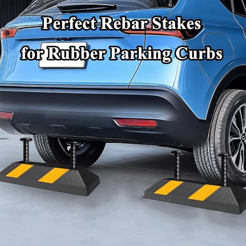 16 Inch Rebar Stakes 10 Pack Heavy Duty Ground Anchors 1/2 Inch Diameter Galvanized Steel Asphalt Anchoring Metal Spikes for Speed Bump, Parking Curb and Camping Tent - size: T-16"x1/2"-10pcs