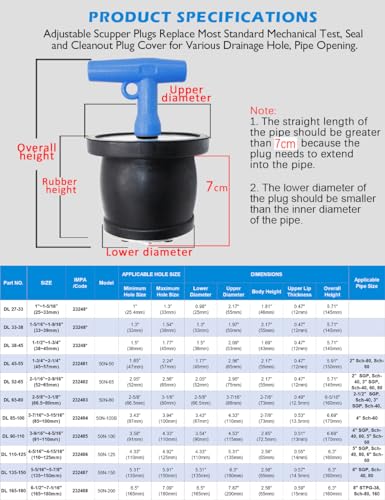 Mechanical Seal, Cleanout Pipe Plug 1-5/16 to 1-9/16 in - size: 1-5/16 to 1-9/16 in