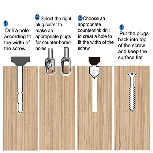 23-Pack Woodworking Chamfer Countersink Drill Bit, 6pcs 1/4" Hex 5 Flute 90 Degree Countersink Drill Bits, 7pcs Three Pointed Countersink Drill Bit, 8PCS Wood Plug Cutter, and Automatic