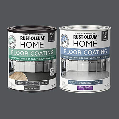 Rust-Oleum Home Interior Floor Semi-Gloss Charcoal Gray Coating Kit - color: Charcoal Gray