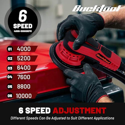 BUCKTOOL 6-Inch Random Orbital Sander, 3A Brushless, 4000-10000 OPM