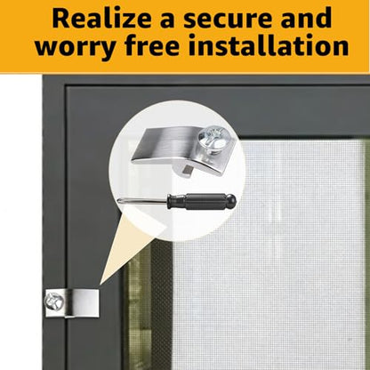 Storm Door Panel Clips, with Screws 5/16" Offset Aluminum Storm Window Clips Screen Door Hardware - Metal Storm Window Retainer Clips (20Pcs)