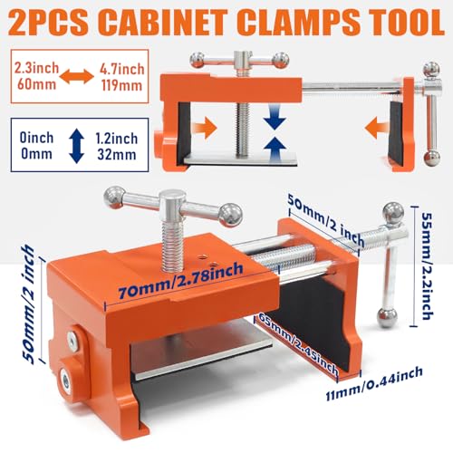 2 Pack Cabinet Clamps, Face Frame Clamp Tool for Installing Cabinets, Cabinet Claw Clamps with Drilling Hole