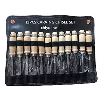 Professional Wood Carving Chisel Set - 12 Piece Sharp Woodworking Tools w/Carrying Case - Great for Beginners