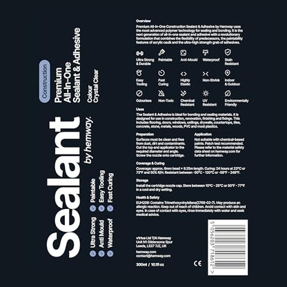 Hemway Construction Crystal Clear Sealant & Adhesive - 300ml 1 Pack - color: Crystal Clear