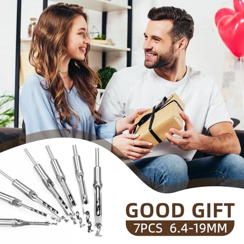 7Pcs Square Hole Drill Bits Steel Hardness Sharp Mortising Chisel 1/4-5/8"