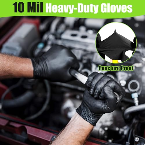 TREEGO Black 10 Mil Diamond Grip Nitrile Gloves Case, Medium, 1000 Count - color: 1000 Black, size: Medium