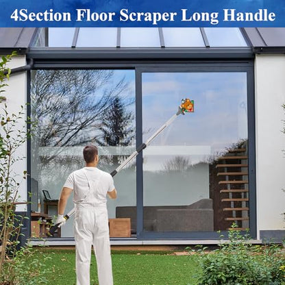 Floor Scraper Heavy Duty Long Handle,52in 4" Razor Blade Floor Scraper Adjustable with 10PCS Extra Metal Blades Paint Scraper for Cleaning Stickers Gum Glass Wall Tile Linoleum Stove Top