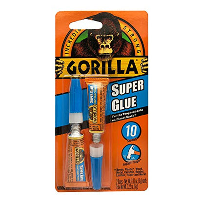 Gorilla Super Glue, Two 3 Gram Tubes, Clear, (Pack of 12) - size: 12 - Pack