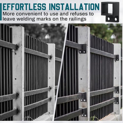 Zonon 10 Pcs 1 x 1 1/8in Aluminum Fence Brackets, Black Flat Rail Mount