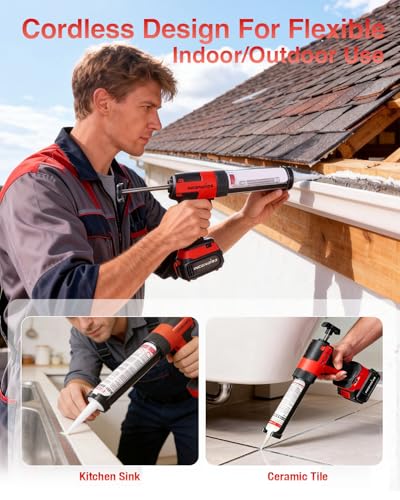 Cordless Caulking Gun Compatible With Makita 18V/21V, Tool Only - color: Red