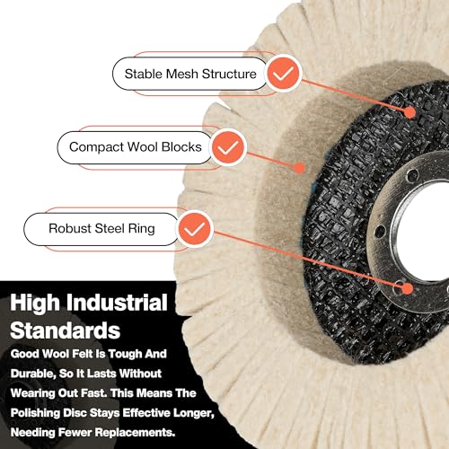 4.5" x 7/8" Vertical Wool Polishing Disc for Angle Grinder, 5 Pack - style: 5pack-Vertical Wool Polishing Disc
