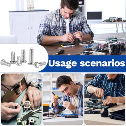 530Pcs 304 Stainless Steel Metric Micro Screws Nuts Assortment, M2.5x4/5/6/8/10mm Sizes, Phillips Pan Head, Fully Threaded Kit for Arduino, RC Models, Electronics, DIY Projects - size: M2.5x4/5/6/8/10- 530 Pcs