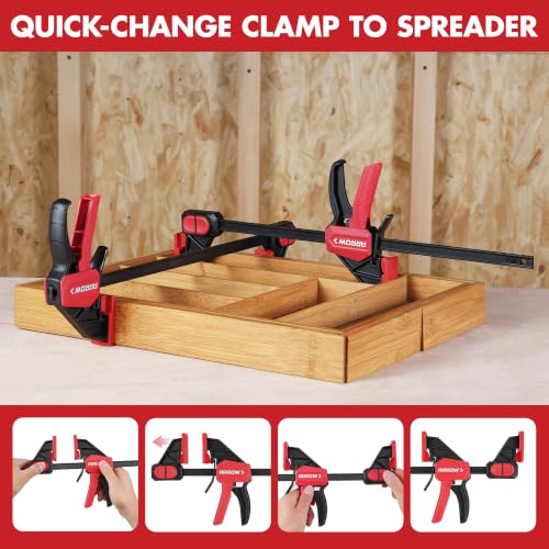 ARROW 2-Piece 12" Medium Duty Bar Clamps for Woodworking with 150LBS Force - size: 12"(2)