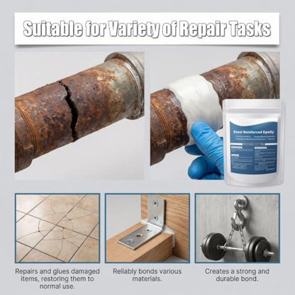 Steel Reinforced Epoxy Putty - Strong Clay Iron Adhesive, 2-Pack, Each 100g