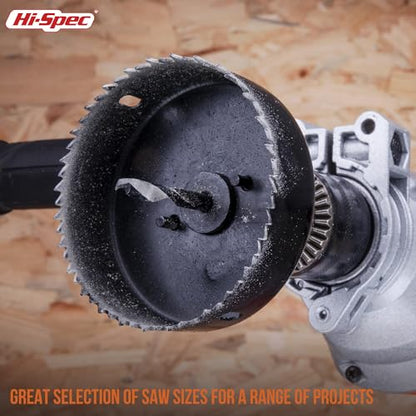 Hi-Spec Wood Hole Saw, Brad Point and Spade Drill Bit Set with Case - size: 21 Piece