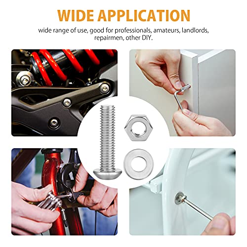 VIGRUE 197PCS 1/4-20 5/16-18 3/8-16 Button Head Cap Screw, SAE 12 Sizes Hex Cap Bolts Flat Washers Nuts Assortment Kit Machine Screws Set, 304 Stainless Steel - size: 197PCS 1/4-20 5/16-18 3/8-16 Button Head
