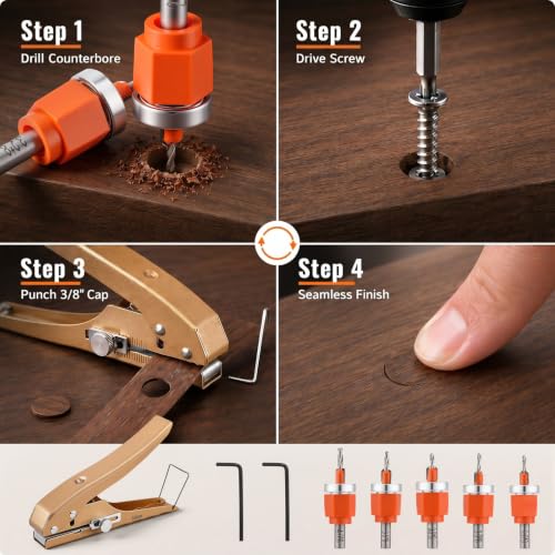 Chumia 6 Pcs Countersink Drill Bit Set, 1/8" to 3/16"