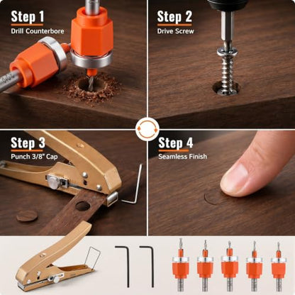 Chumia 6 Pcs Countersink Drill Bit Set, 1/8" to 3/16"