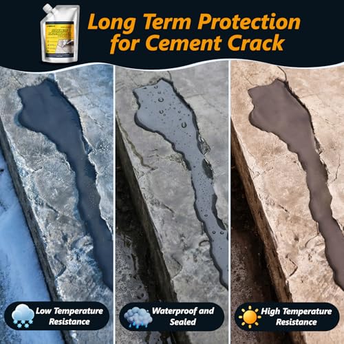 Concrete Crack Filler,1 LB High Elasticity Cement Crack Filler,Self-Leveling Quick-Drying & Waterproof Concrete Caulk,Concrete Repair for Driveway,Walkway,Patio,Joint,Indoor and Outdoor,Grey (16oz) - size: 1LB