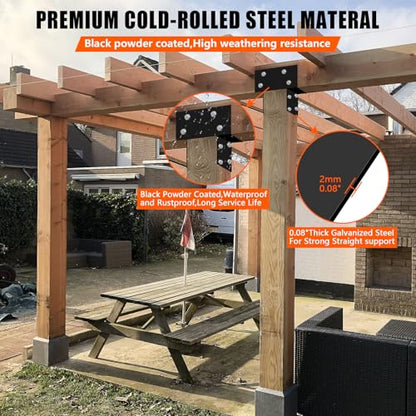 Post Cap Tie Bracket,Heavy Duty Wood Beam Support Bracket.Black T-Shape Pegola Braacket for Gazebos,Patio Decks,and Porches Wood Post to 4x4 or 4x6 Lumber - 1Pack - size: 4x4