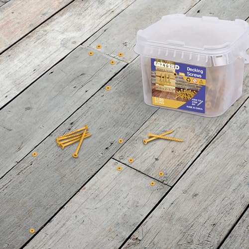 Eazy2hD Deck Screws # 10 x 2 Inch, 466Pcs, Carbon Steel Exterior Wood Screw - size: # 10 x 2"