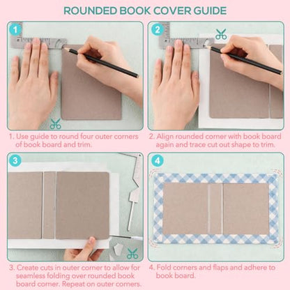 CYFUN DESIGN 5-in-1 Book Cover Guide to Create Sturdy Chipboard Covers, Bookbinding Ruler, Stainless Steel Metal Book Binding Cover Tool, Scrapbooking Tools Arts Crafts, Scrapbook Cover Maker - color: 1PCS Book Cover Guide