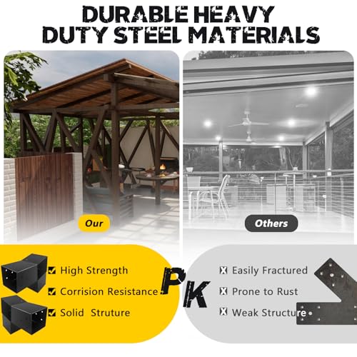 6x6 Pergola 2-Way Brackets,L-Shaped 15° Angled Design 4Pack - size: 6x6 15°