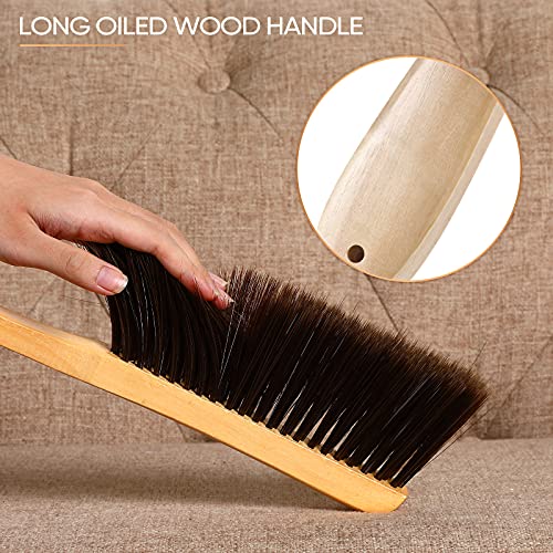 Patelai 2 Pieces Wooden Bench Brushes, Soft Bristles, Long Wood Handle, Brown - color: Brown