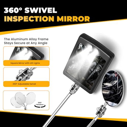 Mulwark 7-Piece Telescoping Magnetic Pickup Tool Set, Versatile Magnet Tool with 1lb & 5lb Magnet Sticks, 360° Swivel Inspection Mirror & Parts Tray, Ideal Gifts for Men, Dads, Mechanics - size: 7pcs Large
