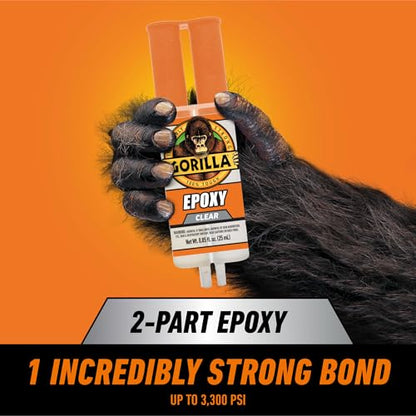 Gorilla 2 Part Epoxy, Clear Epoxy, 0.85 Ounce Syringe (Pack of 10) - 5 Minute Set, Incredibly Strong Bonding - size: 10 - Pack