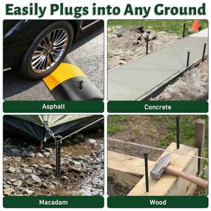 14 Inch Rebar Stakes 1/2" Heavy Duty Ground Anchors for Asphalt (10 Pack) - size: T-14"x1/2"-10pcs
