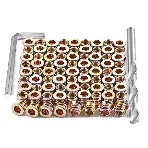 300Pcs 1/4"-20x10mm Hex Nut Inserts Wood Threaded Fastener for Furniture - color: 300 Pcs 1/4"-20 x 10mm