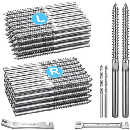 Cable Railing Hardware 1/8" T316 Swage Lag Screws for Wood Post 100Pack - color: Silver