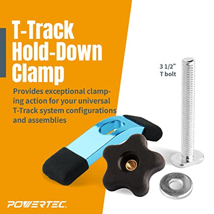 POWERTEC 71389-P2 T-Track Mini Hold-Down Clamp, 3-5/8" L x 3/4" Width, Set of 4 - style: 3-5/8" Hold Down Clamps (4PCs)
