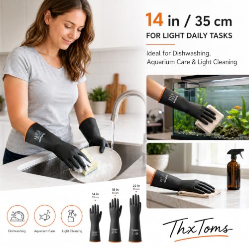 ThxToms Chemical Resistant Gloves, 28 Mil Heavy Duty Latex, 18 Inch, 1 Pair - color: 18"