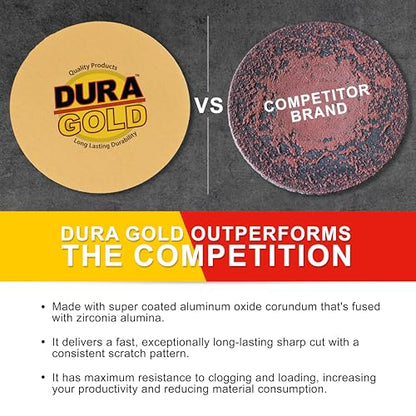 Dura-Gold Premium 6" Gold PSA Sanding Discs - 150 Grit, Box of 50 - Self - size: 150-Grit