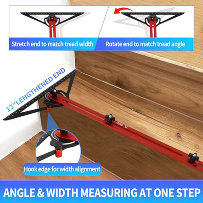 Stair Tread Template Tool,Adjustable 8-72In Stair Measuring Tool