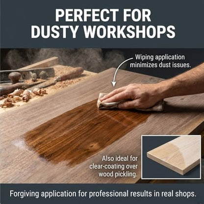 Murdoch's Hard Oil 32 OZ Polymerized Tung Oil Wood Finish – Clear Topcoat & Furniture Oil for Interior Cabinets, Floors & Countertops