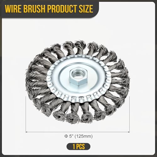 DTGN 5 Inch Wire Wheel Brush for Grinder, 5/8"-11 Arbor - size: 5 inch