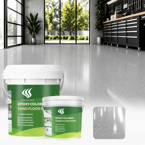Epoxy Sand Floor Paint Marble Gray 3Gal 110SqFt Fast Cure - color: Gray, size: 384 Fl Oz