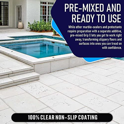 SlipDoctor's GripX Non-Slip Coating and Sealant for Indoor and Outdoor Tiles, Concrete and Natural Stone - Clear Anti-Slip for Slip Resistant Flooring