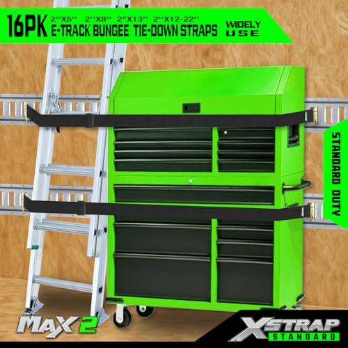 XSTRAP STANDARD 16 Pack E-Track Bungee Tie-Down Straps, Securing Straps Kit - size: Pack of 16