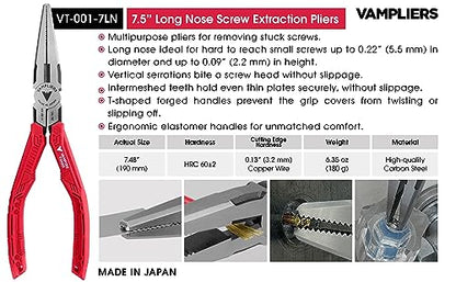 VAMPLIERS 4-PC Screw Extractor Pliers Gift Set. Made in Japan. 8" Linesman, 7.5" Long Nose, 6.25" Multipurpose & 5" ESD Safe Pliers + Tool Pouch. Remove any Stripped/Damaged/Rusted Screws. - style: 4-PC Pliers Gift Set + Tool Pouch