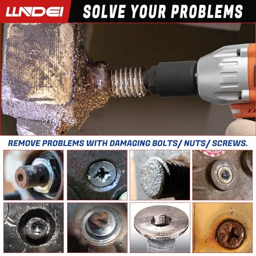 LLNDEI Screw Extractor Set, Hex Head Easy Out Set 10 Pieces (1/8”-13/32”)