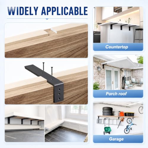WINKER Countertop Support Bracket 4 Pack Heavy Duty 3/8" Thick Hidden L Shelf Bracket 6" x 6" x 2.5" Metal Corbels for Quartz/Granite/Wood/Concrete/Laminate Countertops, Black - size: 6″x6″x2.5″-3/8" thick, style: Black-4Pack
