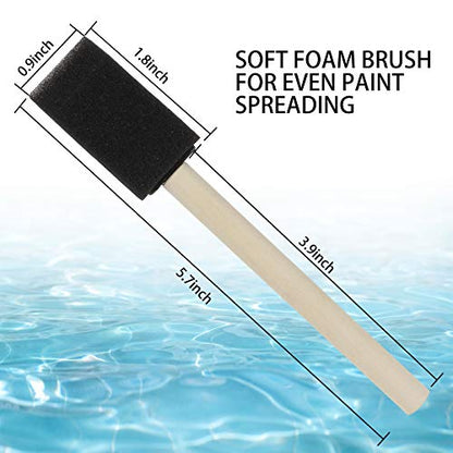 200 Pack 1 inch Foam Brush Sponge Wood Handle Paint Brush Foam Sponge Brush for Acrylics, Stains, Varnishes, Crafts - color: 200pcs-1inch