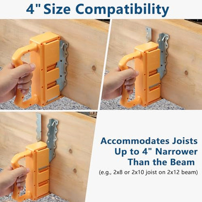 3-Slot Joist Hanger Installation Jig | Adjust Beam & Joist Alignment up to 4" Difference | Fits 2x4, 2x6, 2x8, 2x10, 2x12 Lumber | Fast & Easy Tool for Deck Building, Floor, Framing Projects