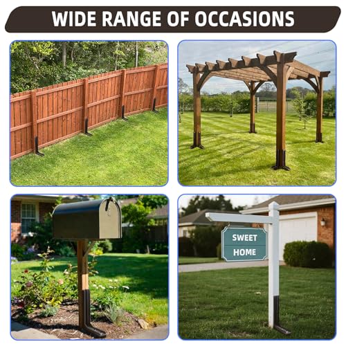 Adjustable Fence Post Repair Kit Quick Easy Fix Broken Leaning Wooden Post - size: Pack of 2